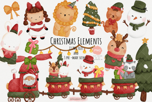 Christmas Animal and Santa Friends Train: A Festive Design Toolkit