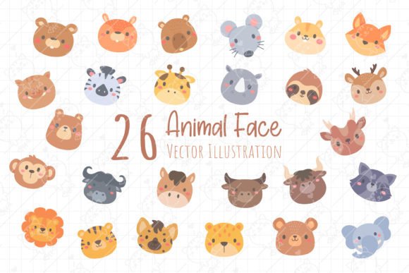 Cute Animal Face Bundle: Baby Animals for Creative Projects