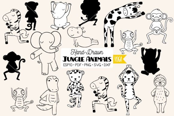 Jungle Animal Exercising Characters: A Playful Design Asset