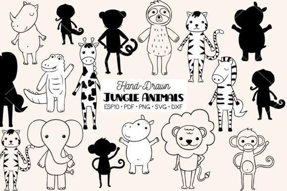 Unleash Wild Creativity: Jungle Animal Hand Drawn Characters